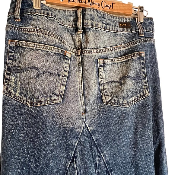 American Rag Cie Pleated Distressed Maxi Jean Skirt 9 - Medium - Picture 4 of 5